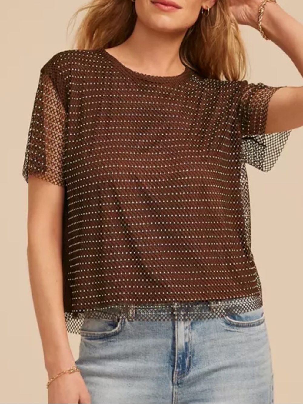 Studio Y Mesh Rhinestone Top